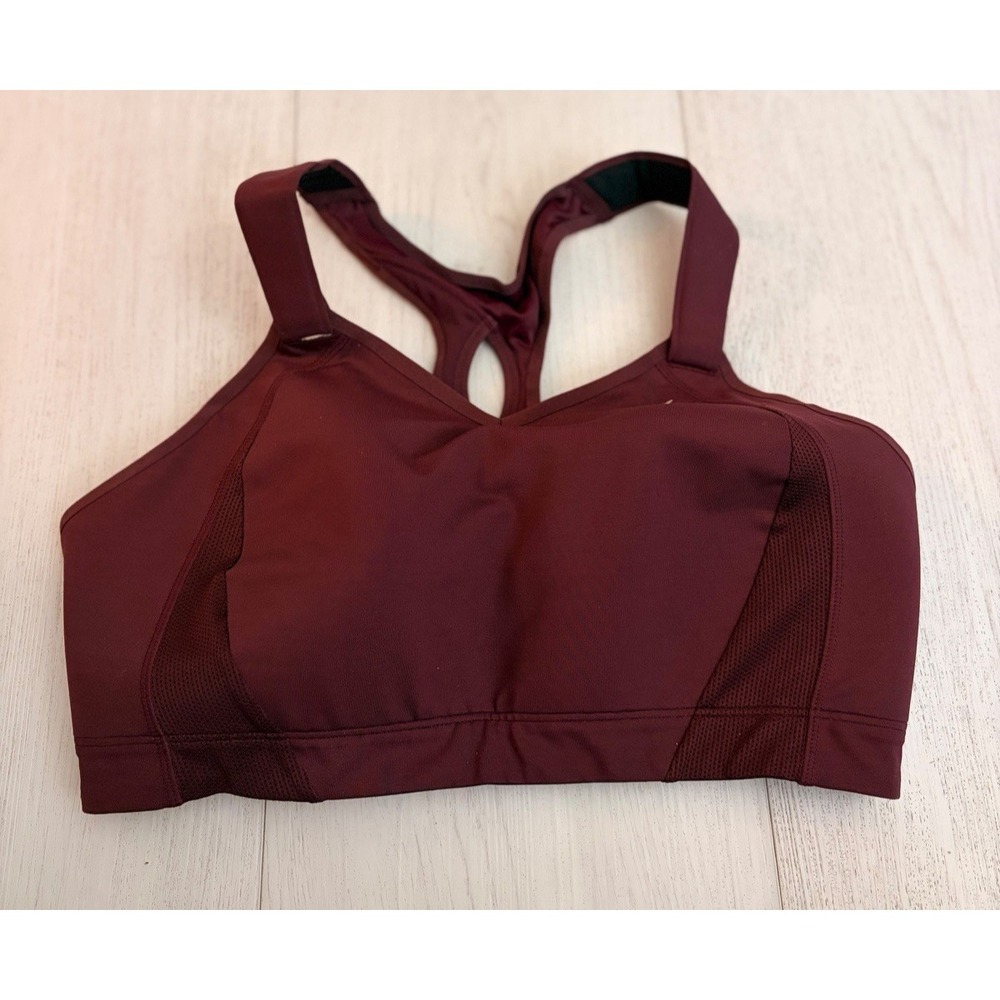 Moving Comfort Juno High Impact Sports Bra Sz 40DD Burgundy